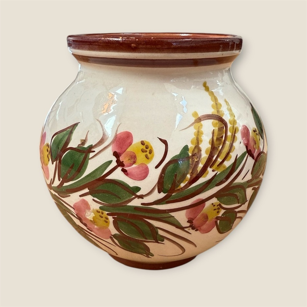 Vintage pottery Handcrafted Floral Ceramic Vase